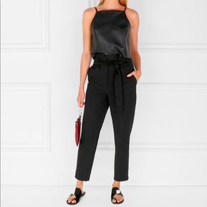 Ivy & Leo Black Leather Slit Back Halter Top Small